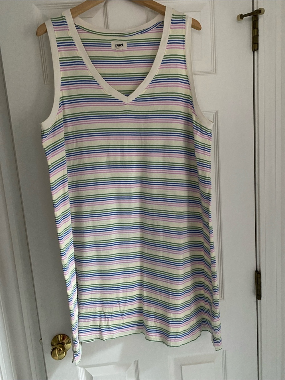 Pact V-Neck Sleeveless Stripe Tank Dress XL